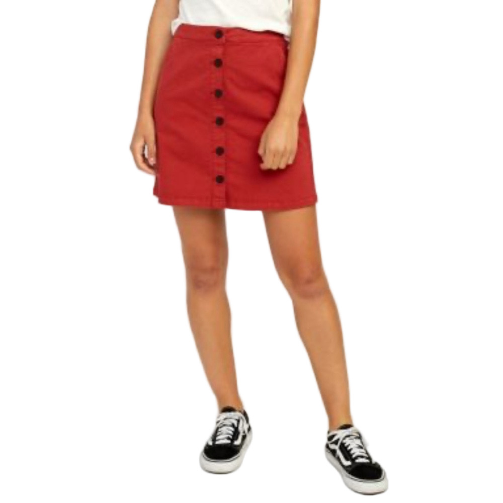 RVCA  Red Button-Front Skirt size S/P/CH 8 GUC..
